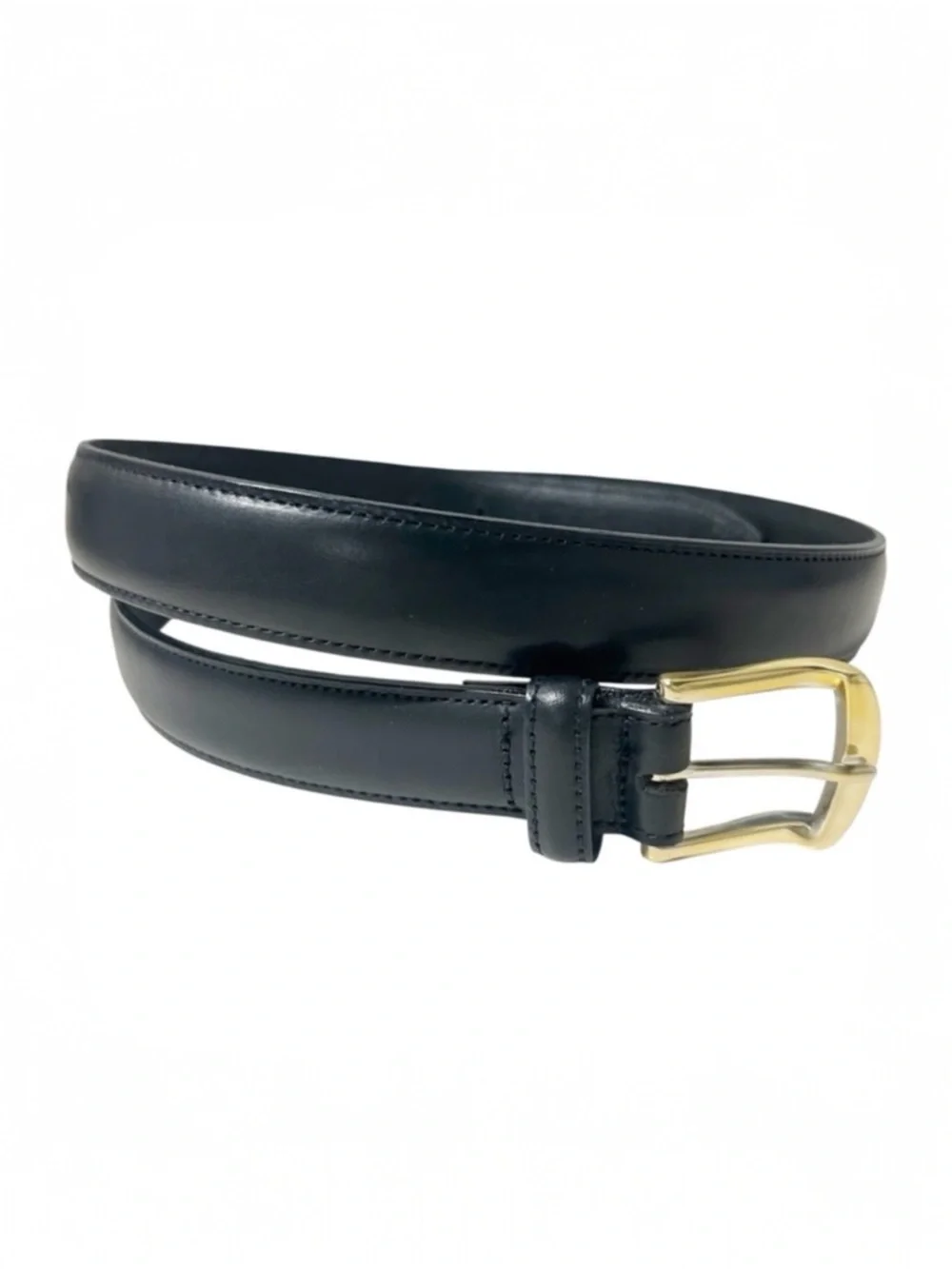 Tommy Hilfiger Men's Black Genuine Leather Belt Sz 38/95 LightGolden Tone Buckle